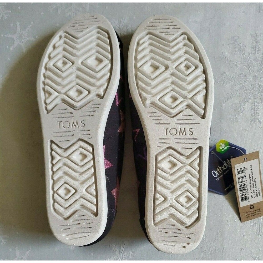 New In Box Toms Womens Alpargata Black Glitter Stars Print Shoes Size 5 - Picture 7 of 12